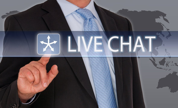 Live Chat - Businessman with touchscreen