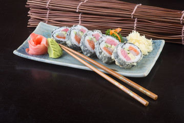 japanese cuisine. sushi on the background