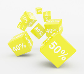 Cubi 3D gialli percentuali numeri