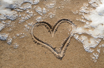 A heart drawn on the sand
