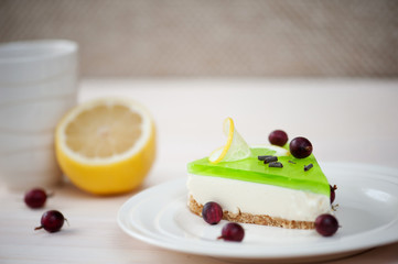 cheesecake with green jelly