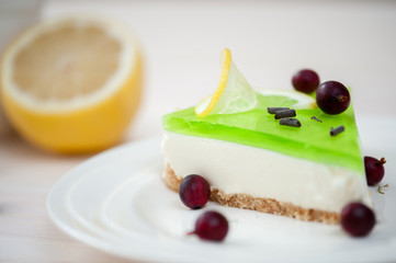 cheesecake with green jelly