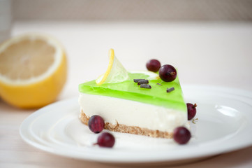 cheesecake with green jelly