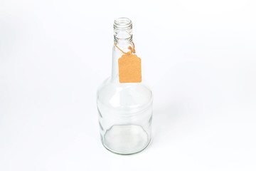 Old glass Bottles with paper tag background 2