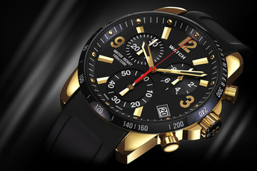 Fototapeta premium Golden wrist watch closeup