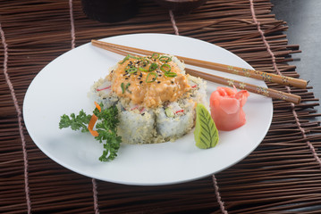 japanese cuisine. sushi on the background