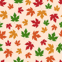 Naklejka na ściany i meble vector seamless background with autumn maple leaves