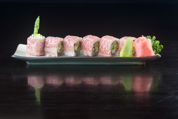 japanese cuisine. sushi on the background
