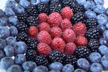 some sort of berries: blueberries, blackberries, raspberries