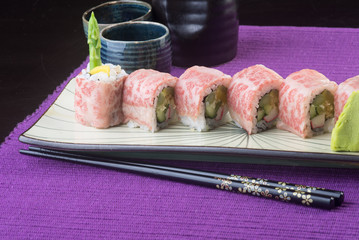japanese cuisine. sushi on the background