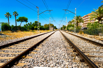 Fototapeta na wymiar Two train tracks in perspective