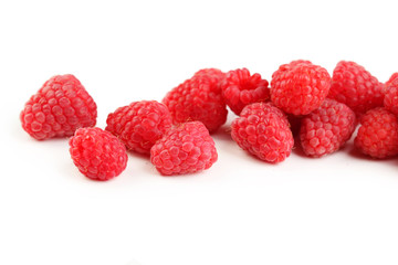 Red raspberry on a white background