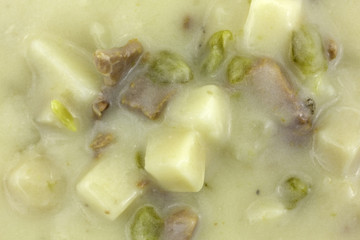 Close view of cheesesteak soup