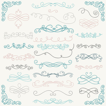 Vector Colorful Doodle Hand Drawn Swirls Collection