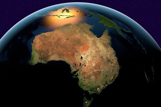 Planet Earth, the Earth from space showing Australia on globe in the day time, elements of this image furnished by NASA