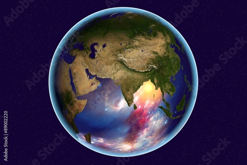 Planet Earth On Background With Stars The Earth From Space
