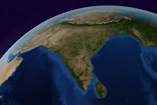India from space on globe in the day time, elements of this image furnished by NASA