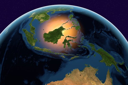 Planet Earth, the Earth from space showing Indonesia on globe in the day time, elements of this image furnished by NASA