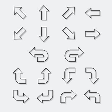 linear arrows icons with shadow