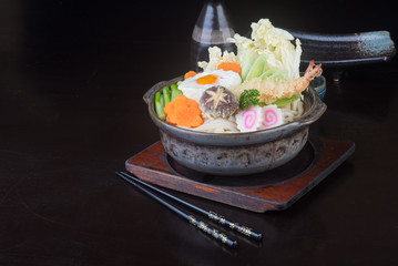 japanese cuisine. udon on the background