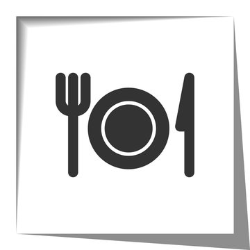 Dinner icon with cut out shadow effect