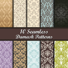 Set of  Damask Seamless Patterns
