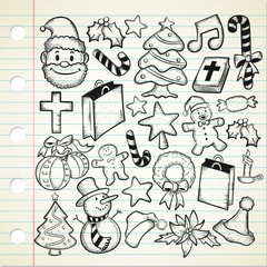 big set of Christmas doodle