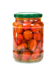 Canned tomatoes in glass jar