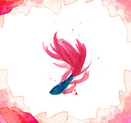 Fish collection, Watercolor paint high resolution
