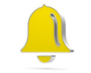 3d Bell Isolated Icon. Alarm or alert concept render.