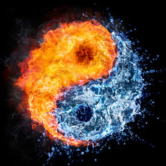 fire and water - yin yang concept - tao symbol - obrazy, fototapety, plakaty