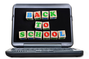Laptop with blackboard screen. Back to school concept