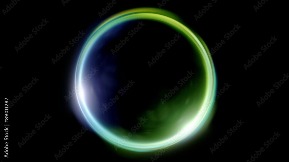 Wall mural the circle shape of ring lens flares is rotating with dark background