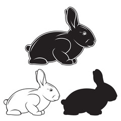Naklejka premium Hand drawn rabbit set. Vector illustration