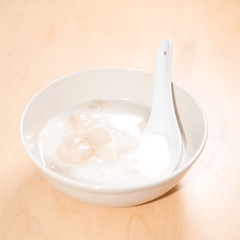 Thai dessert called sweet sticky rice with longan