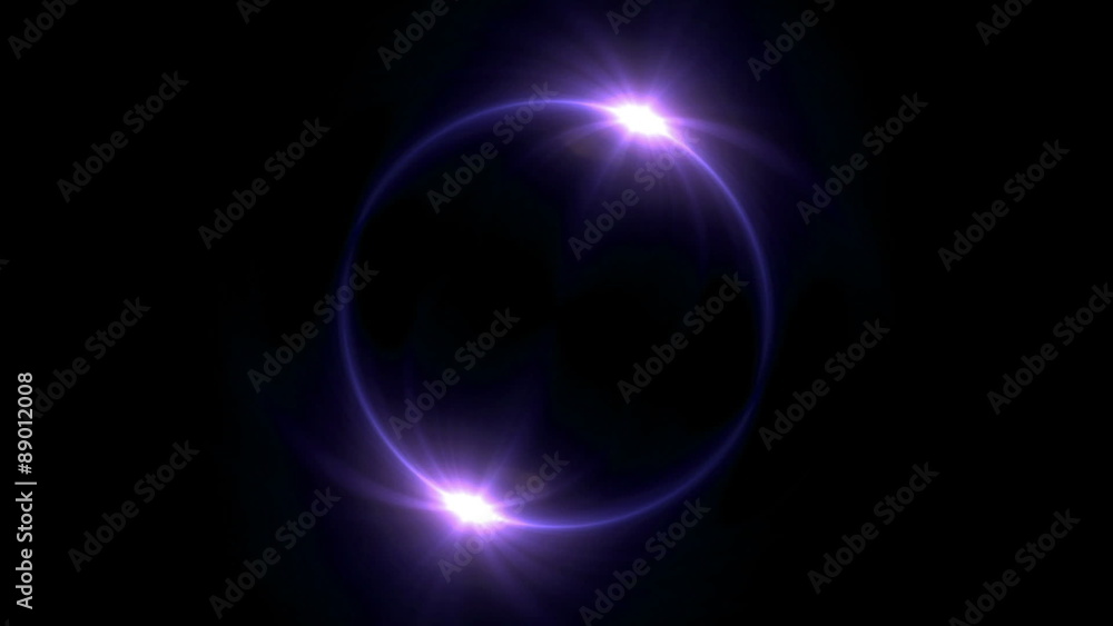 Wall mural the circle shape of ring lens flares is rotating with dark background