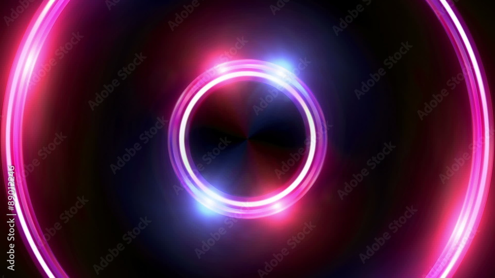 Wall mural the circle shape of ring lens flares is rotating with dark background