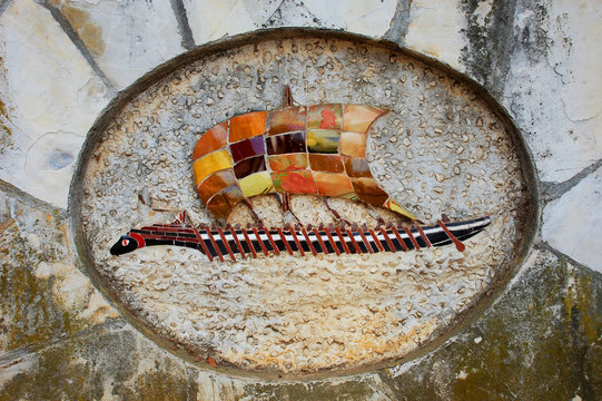 Mosaik Wandfliese Wikingerschiff