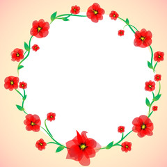 Poppies circled on peach background
