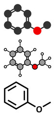 Anisole chemical molecule. Used in fragrances and as chemical pr