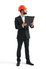 businessman holding black folder