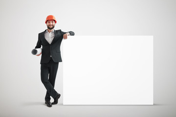 businessman over grey background