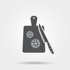 Vector cutting board and knife icon