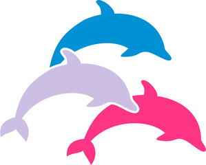 Three jumping dolphins