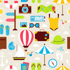 Flat Summer Holiday Seamless Pattern