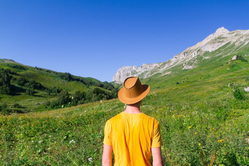 Male hiker with backpack