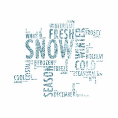Concept cold, fresh and frozen winter season composed words. Winter words cloud concept background isolated on white.