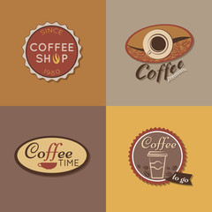 Set of coffee labels, badges and logos for design. 