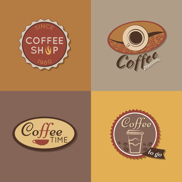 Set of coffee labels, badges and logos for design. 