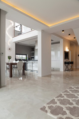 Corridor with marble floor